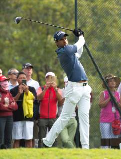 November 24, 2018 - Hong Kong, Hong Kong SAR, CHINA - Honma Hong Kong Open Golf 2018 at Hong Kong Golf Club Fanling. Rai on the 11th tee.Englishman Aaron Rai holds onto his clear lead in day 3 of the tournament. After breaking the course record in the last round Rai remains steady and clear of Englands Matthew Fitzpatrick and South Koreas Hyowon Park. Aaron Rai holds a clear lead in the Honma Hong Kong Open Golf - ZUMAr144 20181124_zap_r144_008 Copyright: xJaynexRussellx