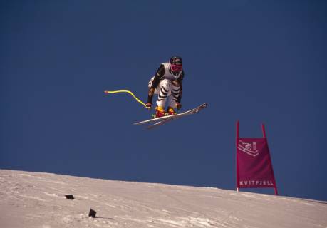 Katja Seizinger GER former German ski racer born 10 05 1972 with 36 World Cup victories 3 Olympic victories 1 World Championship title 2 victories overall World Cup 9 individual World Cup victories as well as 1 Junior World Championship victory she is the most successful German ski racer ever 3 times she became 94 96 98 Sportswoman of the year in Germany the photo shows her at her Olympic victory 1994 Lillehammer
