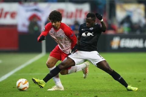 SOCCER - UEFA EL, RBS vs RB Leipzig SALZBURG,AUSTRIA,29.NOV.18 - SOCCER - UEFA Europa League, group stage, Red Bull Salzburg vs RasenBallsport Leipzig. Image shows Andre Ramalho (RBS) and Bruma (RB Leipzig). GEPAxpictures xMathiasxMandl