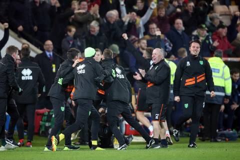 Norwich City v Nottingham Forest Sky Bet Championship The Norwich bench celebrate their side?s 3rd goal on the pitch during the Sky Bet Championship match at Carrow Road, Norwich Content Not Available For UK Newspapers Copyright: xPaulxChestertonx FIL-12733-0039