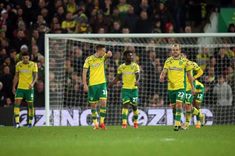 Norwich City v Nottingham Forest Sky Bet Championship The Norwich players look dejected after conceding their side?s 2nd goal during the Sky Bet Championship match at Carrow Road, Norwich Content Not Available For UK Newspapers Copyright: xPaulxChestertonx FIL-12733-0083