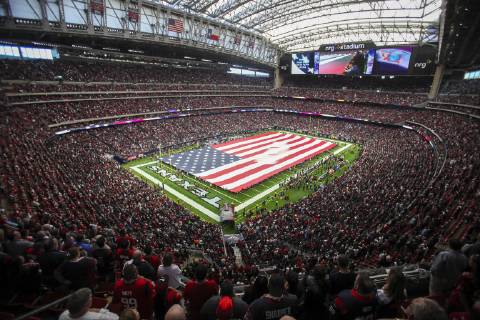 January 5, 2019: A general view of NRG Stadium during the national anthem before the start of the game between the Houston Texans and the Indianapolis Colts during the AFC Wildcard game at NRG Stadium in Houston, TX. CSM. NFL American Football Herren USA 2019: Colts vs Texans JAN 05 - ZUMAc04_ 20190105_zaf_c04_292 Copyright: xJohnxGlaserx