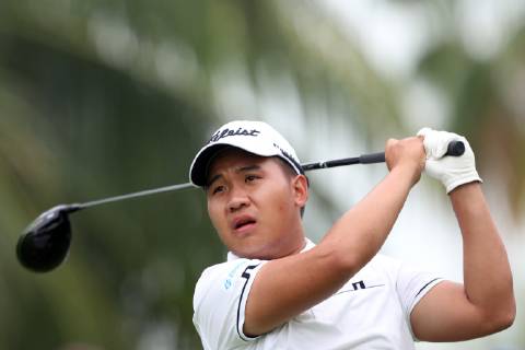 January 18, 2019 - Singapore - Poom Saksansin of Thailand tees off on the 5th hole during the second round of the Singapore Open at the Serapong Course, Sentosa Golf Club. Golf 2019: Singapore Open - Second Round - ZUMAm170 88555594st Copyright: xPaulxMillerx