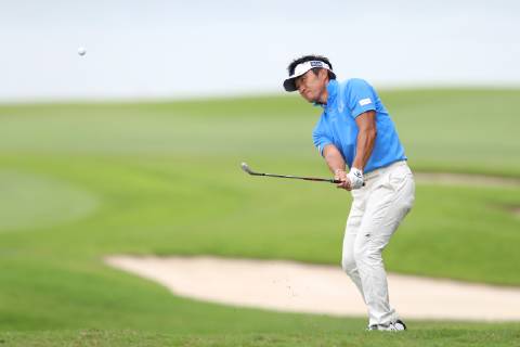 January 18, 2019 - Singapore - Katsumasa Miyamoto of Japan plays a shot on the 6th hole during the second round of the Singapore Open at the Serapong Course, Sentosa Golf Club. Golf 2019: Singapore Open - Second Round - ZUMAm170 88556547st Copyright: xPaulxMillerx