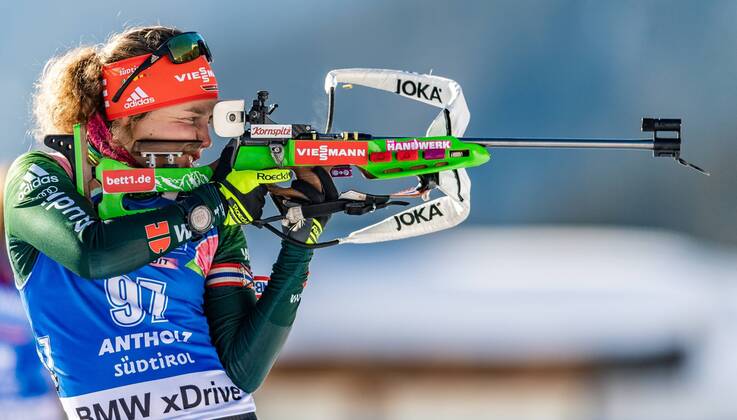 ITA IBU World Cup Biathlon Antholz 24 01 2019 South Tyrol Arena Antholz ITA IBU World Cup Biathlon Sprint Ladies Laura Dahlmeier GER Laura Dahlmeier of Germany during women s Sprint of BMW IBU Biathlon World Cup at the South Tyrol Arena in Antholz Italy on 2019 01 24 Antholz South Tyrol Italy Kein Release verfügbar