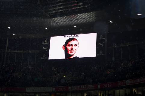 Football - 2018 2019 Premier League - Arsenal vs. Cardiff City A picture of Emiliano Sala - the missing player on display, at The Emirates. COLORSPORT ASHLEY WESTERN