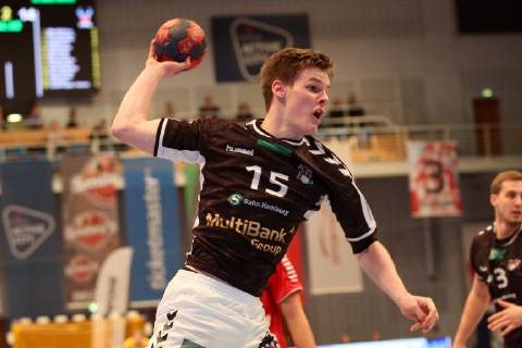 Handball 2 Handball Bundesliga 2018 2019 Handball Sportverein Hamburg vs HC Rhein Vikings Dominik Axmann Handball Sportverein Hamburg successful goalscoring Sporthalle Hamburg Hamburg Hamburg