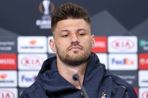 GNK Dinamo press conference PK Pressekonferenz - Zagreb, Croatia 06.03.2019., Maksimir stadium, Zagreb, Croatia - GNK Dinamo press conference before football match of UEFA Europa league, Round of 16, 1st leg with Benfica. Bruno Petkovic LukaxStanzl PIXSELL