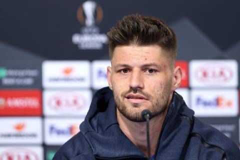 GNK Dinamo press conference PK Pressekonferenz - Zagreb, Croatia 06.03.2019., Maksimir stadium, Zagreb, Croatia - GNK Dinamo press conference before football match of UEFA Europa league, Round of 16, 1st leg with Benfica. Bruno Petkovic LukaxStanzl PIXSELL
