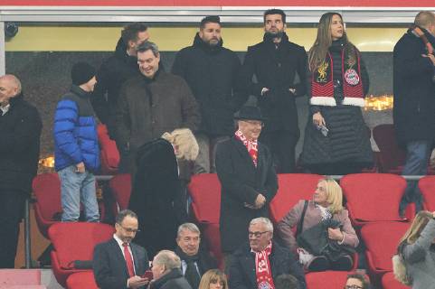 Markus SOEDER, bayerischer Ministerpraesident, Bayern, Franz BECKENBAUER ( ex FCB President, captain of honor FCB) wife Heidi FC BAYERN MUNICH - FC LIVERPOOL 1-3 UEFA Football Champions League , Munich, March 13, 2019, Season 2018 2019, round of last 16, FCB, Reds, Bavaria, Photographer: Peter Schatz
