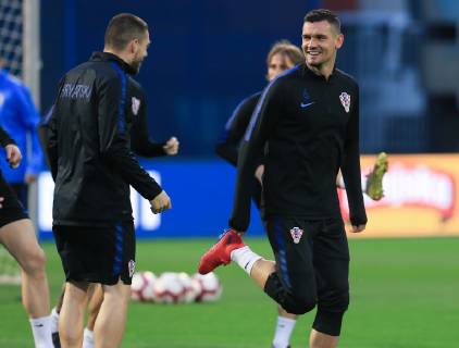 Fußball, Nationalteam Kroatien Training Croatian national football team training 20.03.2019. , Zagreb - On stadium Maksimir Croatian national football team held a training before qualifying matches for Euro 2020 against Azerbaijan and Hungary. Mateo Kovacic, Dejan Lovren  MarkoxPrpic PIXSELL