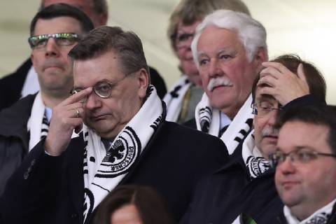 President Reinhard Grindel Germany friendly match Germany vs. Serbia in the Volkswagen Arena in Wolfsburg Germany football man man man 20 03 2019