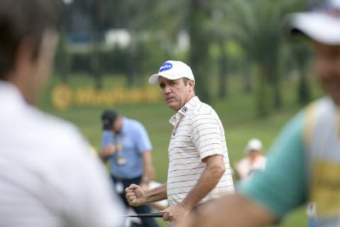 March 24, 2019 - Kuala Lumpur, Malaysia - Scott Hend of Australia reacts on the 18th hole after he wins the Maybank Championship 2019 at Saujana Golf and Country Club on March 24, 2019 in Kuala Lumpur, Malaysia. Scott Hend Wins The Maybank Championship 2019  - ZUMAn230 20190324_zaa_n230_122 Copyright: xChrisxJungx