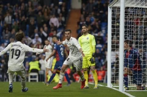 March 31, 2019 - Madrid, Madrid, Spain - Dani Ceballos of Real Madrid celebrates after the second goal during a match between Real Madrid vs SD Huesca for La Copa del Rey at Santiago Bernabeu Stadium on March 31, 2019 in Madrid, Spain. Real Madrid CF v SD Huesca - La Liga  - ZUMAn230 20190331_zaa_n230_956 Copyright: xPatricioxRealpex