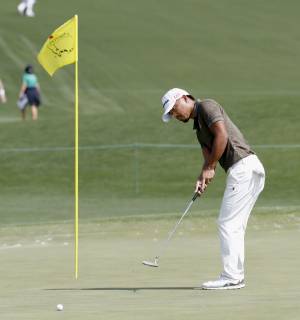 Golf: Masters Tournament Satoshi Kodaira of Japan plays a practice round for the Masters Tournament at Augusta National Golf Club in Augusta, Georgia, on April 8, 2019. 