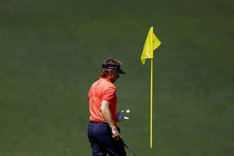 Bernhard Langer of Germany stands on the 10th green at practice on the Tuesday before the 2019 Masters Tournament at Augusta National Golf Club in Augusta, Georgia, on April 9, 2019.  AUG20190409115 JOHNxANGELILLO