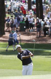 Golf: Masters Tournament Hideki Matsuyama of Japan plays a practice round at Augusta National Golf Club in Augusta, Georgia, on April 9, 2019, two days before the start of the Masters Tournament. 
