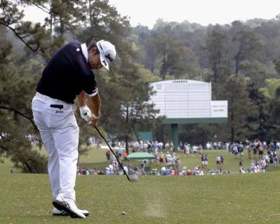 Golf: Masters Tournament Hideki Matsuyama of Japan plays a practice round at Augusta National Golf Club in Augusta, Georgia, on April 9, 2019, two days before the start of the Masters Tournament. 