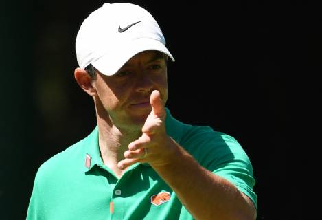 Rory McIlroy of Northern Ireland reacts after a putt at practice on the Wednesday before the 2019 Masters Tournament at Augusta National Golf Club in Augusta, Georgia, on April 10, 2019.  AUG20190410903 KEVINxDIETSCH