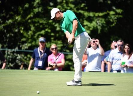 Rory McIlroy of Northern Ireland putts at practice on the Wednesday before the 2019 Masters Tournament at Augusta National Golf Club in Augusta, Georgia, on April 10, 2019.  AUG20190410904 KEVINxDIETSCH