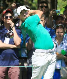 Golf: Masters Tournament Rory McIlroy of Northern Ireland plays a practice round for the Masters Tournament at Augusta National Golf Club in Augusta, Georgia, on April 10, 2019. 