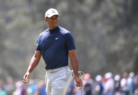 Tiger Woods walks off the 3rd green during the first round of the Masters Tournament at Augusta National Golf Club in Augusta, Georgia, on April 11, 2019.  AUG20190411333 KEVINxDIETSCH