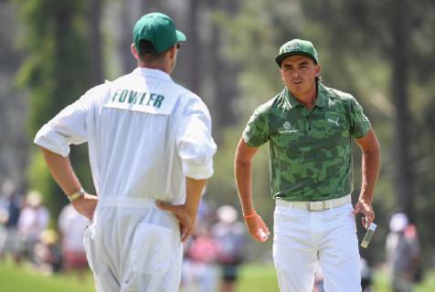 Rickie Fowler walks off the 3rd green during the first round of the Masters Tournament at Augusta National Golf Club in Augusta, Georgia, on April 11, 2019.  AUG20190411349 KEVINxDIETSCH