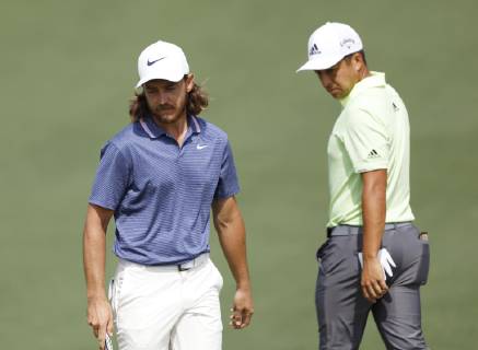 Tommy Fleetwood of the United Kingdom stands on the 2nd green in the first round at the 2019 Masters Tournament at Augusta National Golf Club in Augusta, Georgia, on April 11, 2019.  AUG20190411127 JOHNxANGELILLO