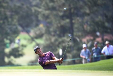 Adam Scott hits on the third fairway during the first round of the Masters Tournament at Augusta National Golf Club in Augusta, Georgia, on April 11, 2019.  AUG20190411322 KEVINxDIETSCH