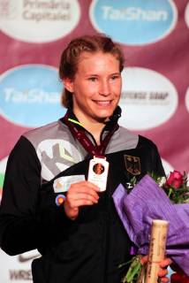 WRESTLING, UWW European Championships BUCHAREST,ROMANIA,11.APR.19 - WRESTLING, UWW European Wrestling Championships, -76kg. Image shows Aline Rotter-Flocken (GER). GEPAxpictures xAleksandarxDjorov