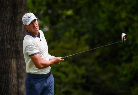 Brooks Koepka watches his drive off of the second tee during the second round of the Masters Tournament at Augusta National Golf Club in Augusta, Georgia, on April 12, 2019.  AUG20190412317 KEVINxDIETSCH