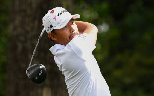 Satoshi Kodaira watches his drive off of the second tee during the second round of the Masters Tournament at Augusta National Golf Club in Augusta, Georgia, on April 12, 2019.  AUG20190412302 KEVINxDIETSCH