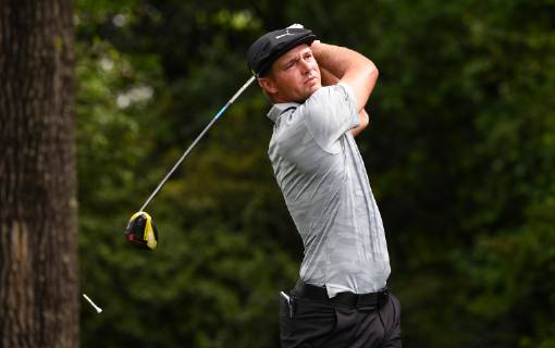 Bryson DeChambeau watches his drive off of the second tee during the second round of the Masters Tournament at Augusta National Golf Club in Augusta, Georgia, on April 12, 2019.  AUG20190412303 KEVINxDIETSCH