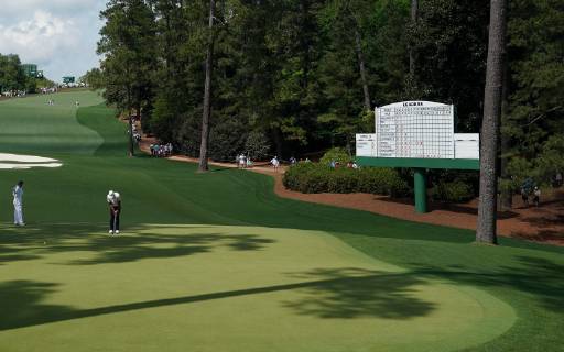 Tony Finau putts on the 10th green during the third round of the Masters Tournament at Augusta National Golf Club in Augusta, Georgia, on April 13, 2019.  AUG20190413303 KEVINxDIETSCH
