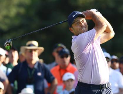 Golf: Masters Tournament Francesco Molinari of Italy acknowledges the crowd after making a birdie on the 18th hole during the third round of the Masters Tournament at Augusta National Golf Club in Augusta, Georgia, on April 13, 2019. 