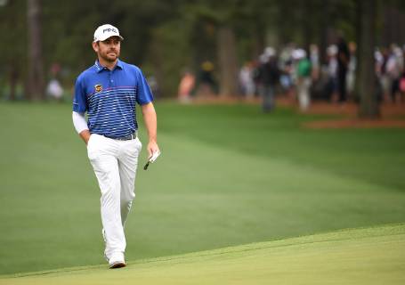 Louis Oosthuizen walks on the first green during the final round of the Masters Tournament at Augusta National Golf Club in Augusta, Georgia, on April 14, 2019.  AUG20190414302 KEVINxDIETSCH
