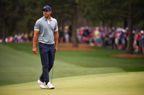 Brooks Koepka walks on the first fairway during the final round of the Masters Tournament at Augusta National Golf Club in Augusta, Georgia, on April 14, 2019.  AUG20190414309 KEVINxDIETSCH