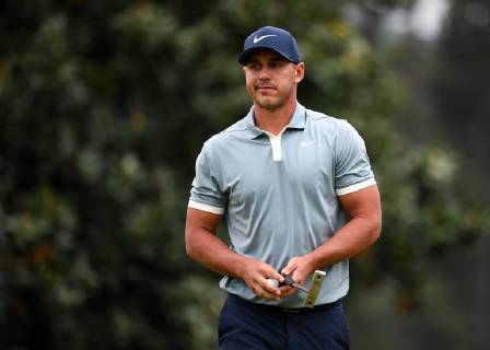 Brooks Koepka reacts after putting on the first green during the final round of the Masters Tournament at Augusta National Golf Club in Augusta, Georgia, on April 14, 2019.  AUG20190414313 KEVINxDIETSCH