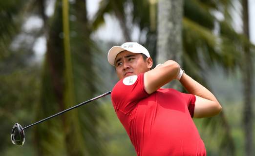 (190420) -- BOAO, April 20, 2019 (Xinhua) -- Yeh Yu-Chen of Chinese Taipei tees off on the 13th hole during the third round of the Boao Open in Boao, south China s Hainan Province, on April 20, 2019. The 2019 China Tour s Boao Open is held from April 15 to 21. (Xinhua Yang Guanyu) (SP)CHINA-BOAO-GOLF-CHINA TOUR-BOAO OPEN (CN) 