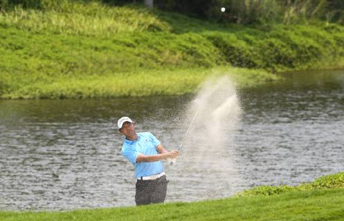 (190420) -- BOAO, April 20, 2019 (Xinhua) -- Hak Shun Yat of China s Hong Kong hits on the 13th hole during the third round of the Boao Open in Boao, south China s Hainan Province, on April 20, 2019. The 2019 China Tour s Boao Open is held from April 15 to 21. (Xinhua Yang Guanyu) (SP)CHINA-BOAO-GOLF-CHINA TOUR-BOAO OPEN (CN) 