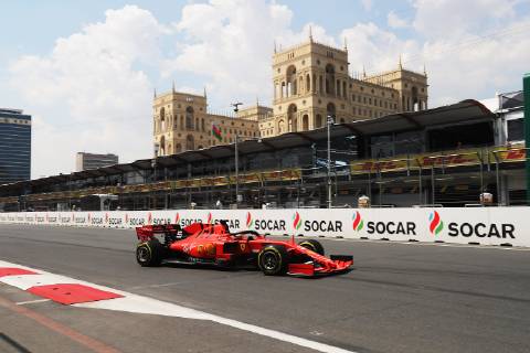 Photo4 LaPresse 26 04 2019 Baku, Azerbaijan Grand Prix Formula One Azerbaijan 2019 In the pic: Sebastian Vettel (GER) Scuderia Ferrari SF90  Copyright: xPhoto4 LaPressex