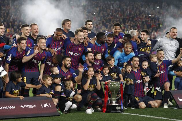 Sport Themen der Woche KW17 Sport Bilder des Tages FC Barcelona Barca s team celebrates the victory in La Liga 2018 2019. April 27,2019.  (2019042758)