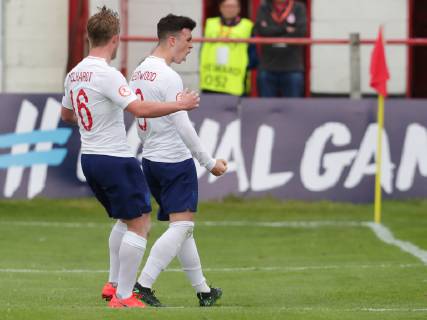 Netherlands v England UEFA EURO EM Europameisterschaft Fussball U17 U 17 Championship Brian Brobbey of England celebrates after scoring a goal during the UEFA Euro U17 Championship match at Tolka Park, Drumcondra Content Not Available For UK Newspapers Copyright: xYannisxHalasx FIL-13221-0010