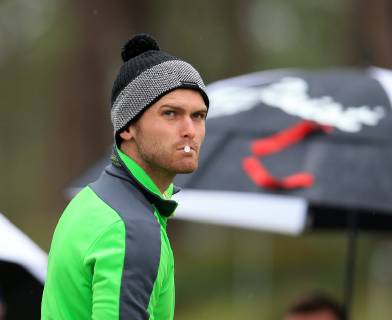 9th May 2019, Hillside Golf Club, Southport, England; Betfred British Masters, hosted by Tommy Fleetwood, day 1; Daniel Gavins (ENG) prepares to play from the tee on the 8th hole  ActionPlus12132419 DavidxBlunsden