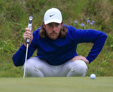 9th May 2019, Hillside Golf Club, Southport, England; Betfred British Masters, hosted by Tommy Fleetwood, day 1; Tommy Fleetwood lines up his birdie putt on the 10th green  ActionPlus12132409 DavidxBlunsden