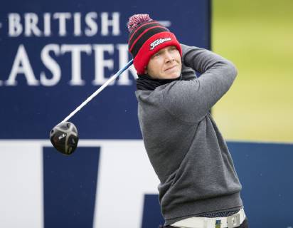 9th May 2019, Hillside Golf Club, Southport, England; Betfred British Masters, hosted by Tommy Fleetwood, first round ; Adri Arnaus (ESP) hits a drive from the tee on the par four 15th hole  ActionPlus12132554 DavidxBlunsden