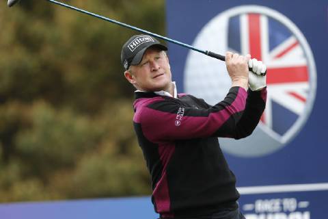 9th May 2019, Hillside Golf Club, Southport, England; Betfred British Masters, hosted by Tommy Fleetwood, day 1; Jamie Donaldson (WAL) plays his drive on the 2nd hole  ActionPlus12132886 AlanxMartin