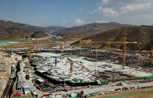 (190510) -- BEIJING, May 10, 2019 (Xinhua) -- Photo taken on May 10, 2019 shows the construction site of Taizicheng Railway Station in Zhangjiakou, north China s Hebei Province. According to an exclusive interview on Thursday with Xu Zhijun, deputy secretary of the Beijing Organizing Committee for the 2022 Olympic and Paralympic Winter games Winterspiele Spiele Summer games the preparation work is so far going smoothly in terms of many aspects such as infrastructure construction projects, as there are 1,000 days left until the 2022 Beijing Winter Olympics begins. (Xinhua Yang Shiyao) (SP)CHINA-BEIJING-BEJING 2022 Olympic Games Olympische Spiele Olympia OS VENEUS-CONSTRUCTION SITE (CN)