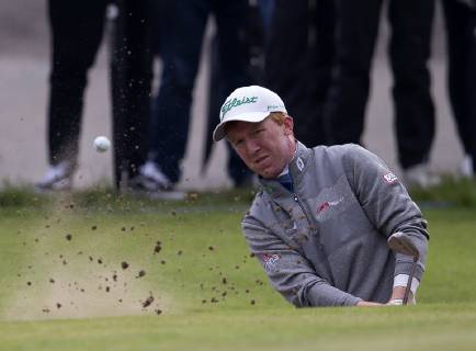 10th May 2019, Hillside Golf Club, Southport, England; Betfred British Masters, hosted by Tommy Fleetwood, day 2; Gavin Moynihan (IRE) plays a recovery shot from sand at the par three 7th hole  ActionPlus12132911 DavidxBlunsden