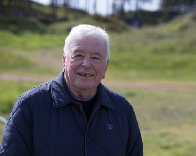 10th May 2019, Hillside Golf Club, Southport, England; Betfred British Masters, hosted by Tommy Fleetwood, day 2; Former Liverpool FC legend Ian Callaghan, who made a record 857 appearances for the club, poses for a photo on the 8th hole  ActionPlus12133153 DavidxBlunsden